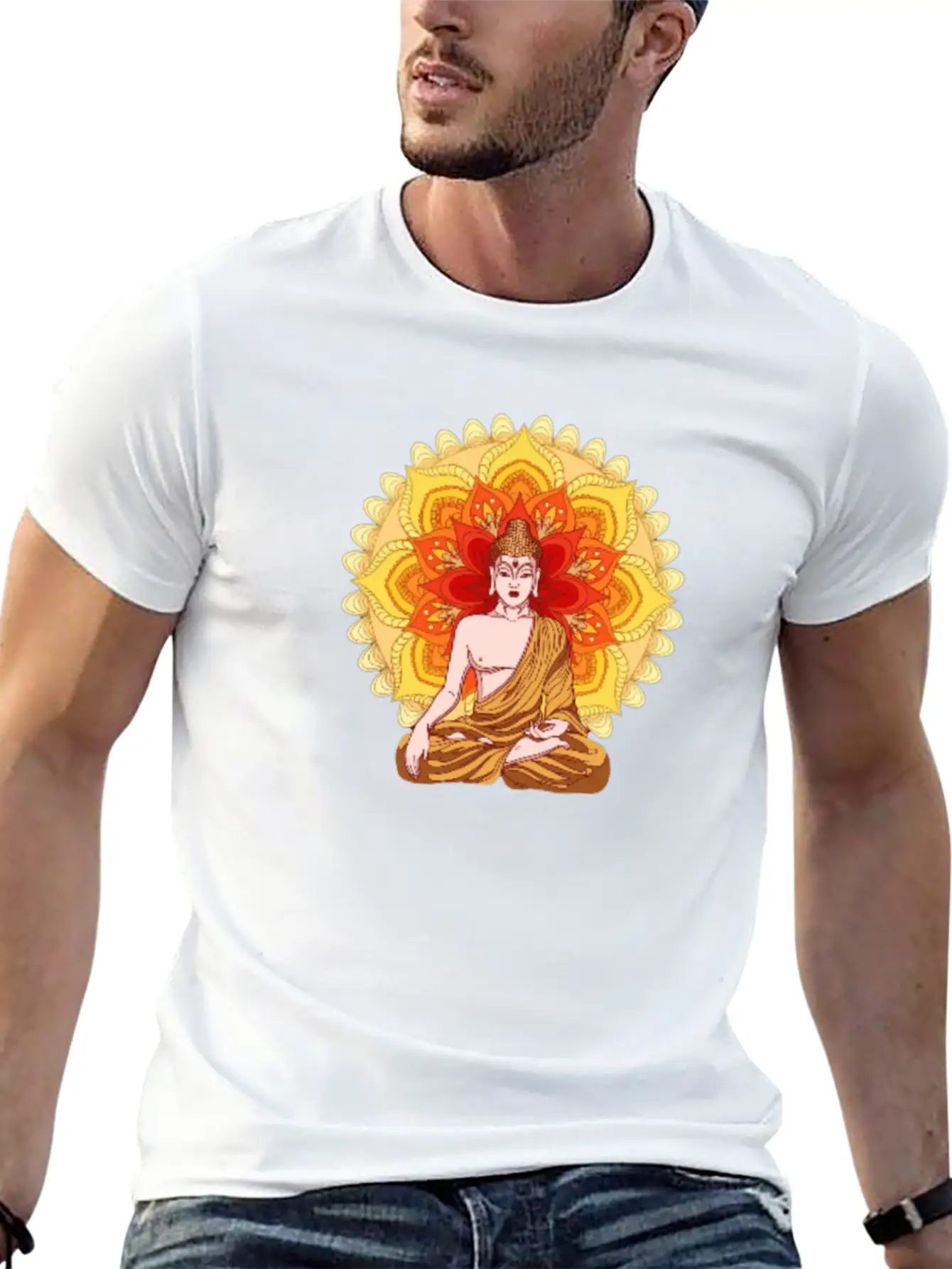Bhuddist Mandala Casual Graphic T-Shirt – Simple And Comfortable Daily Wear