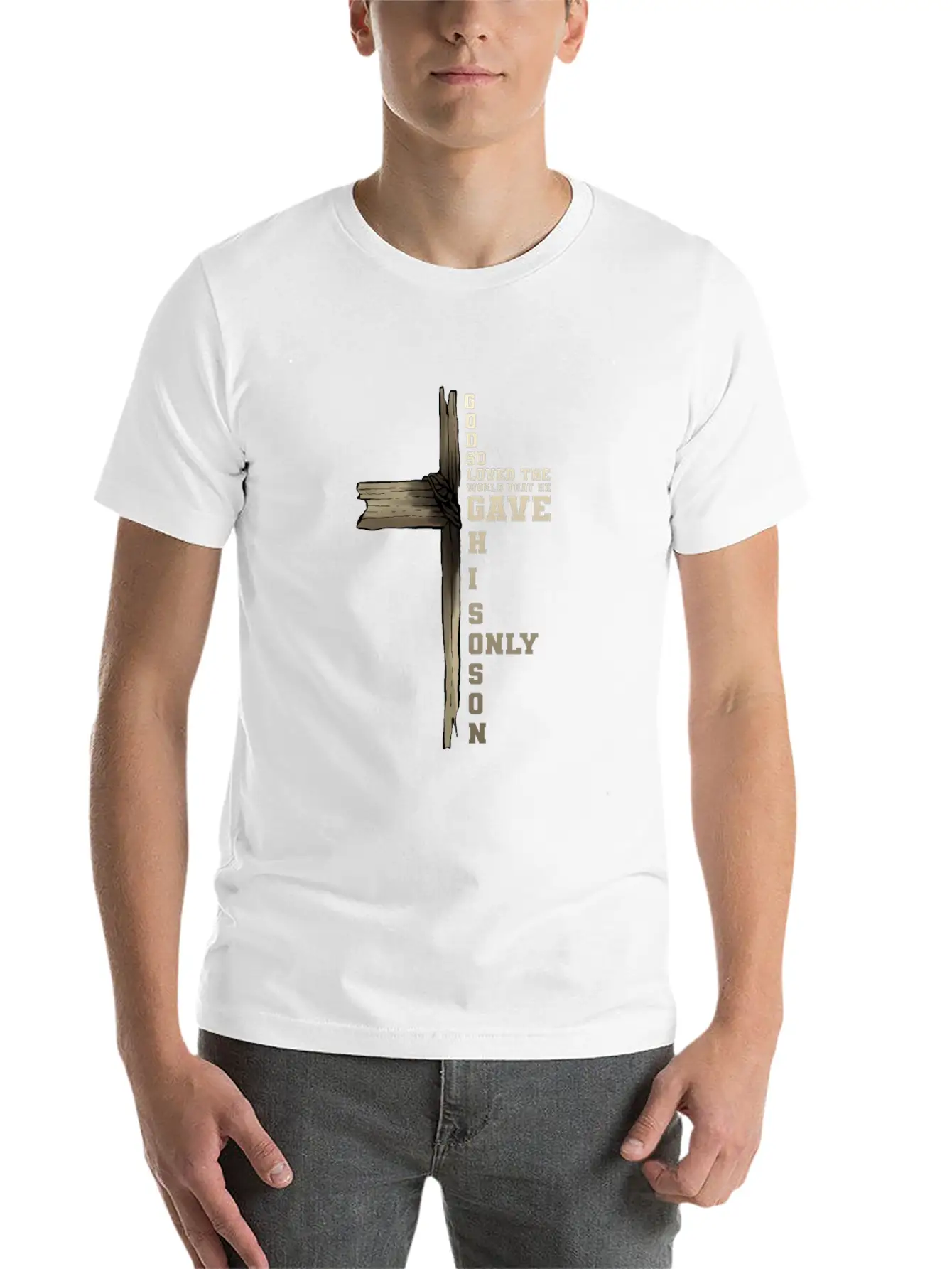 Bible Psalm Christian Verse Christ Cross Catholic Unisex Short Sleeve Soft Cotton T-Shirt – Casual Everyday Wear