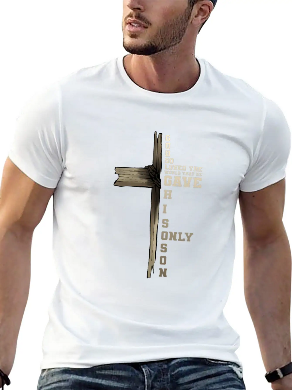 Bible Psalm Christian Verse Christ Cross Catholic Unisex Short Sleeve Soft Cotton T-Shirt – Casual Everyday Wear