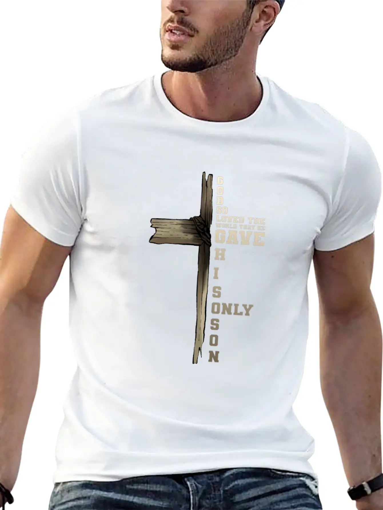 Bible Psalm Christian Verse Christ Cross Catholic Unisex Short Sleeve Soft Cotton T-Shirt – Casual Everyday Wear