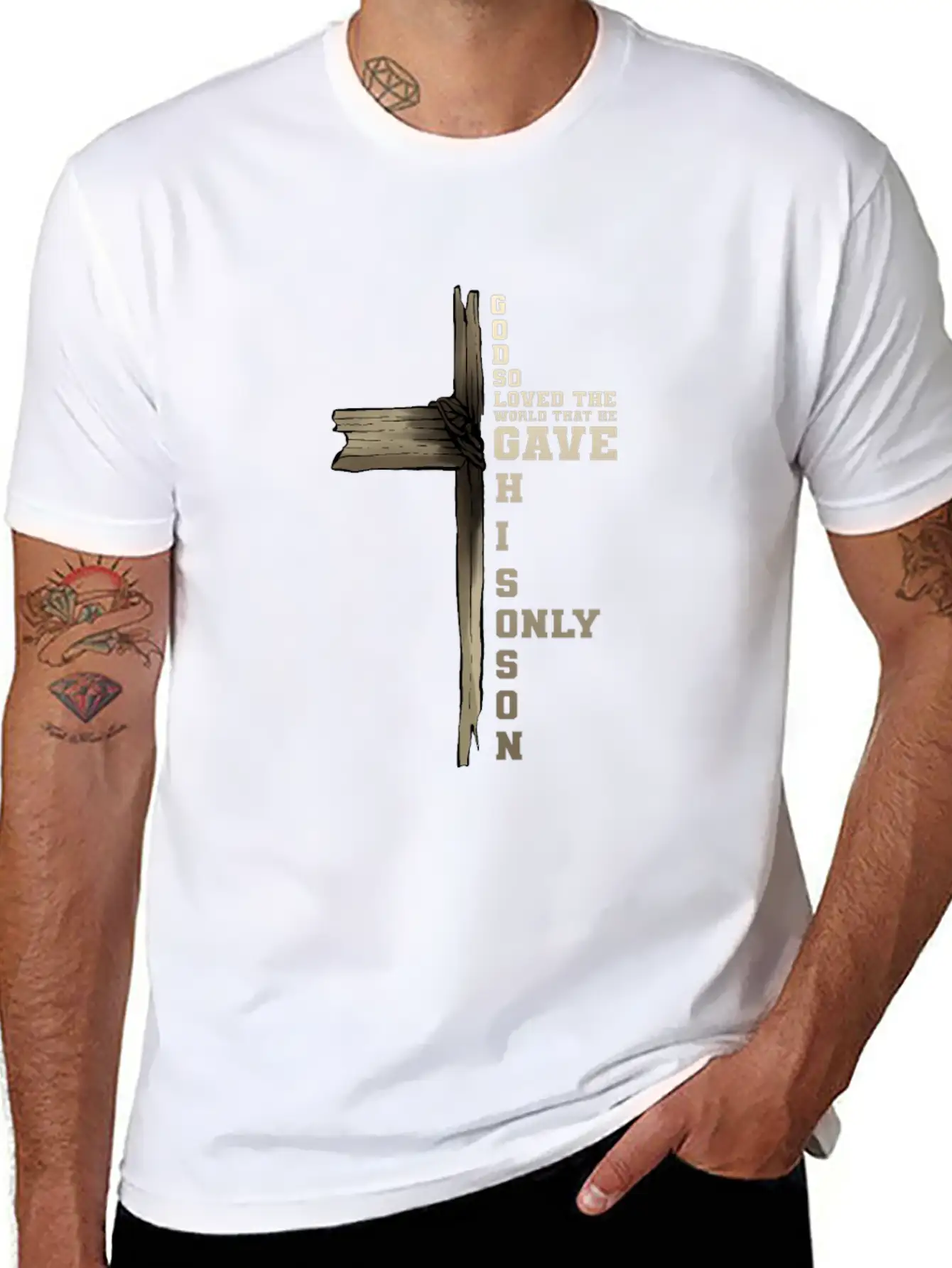 Bible Psalm Christian Verse Christ Cross Catholic Unisex Short Sleeve Soft Cotton T-Shirt – Casual Everyday Wear