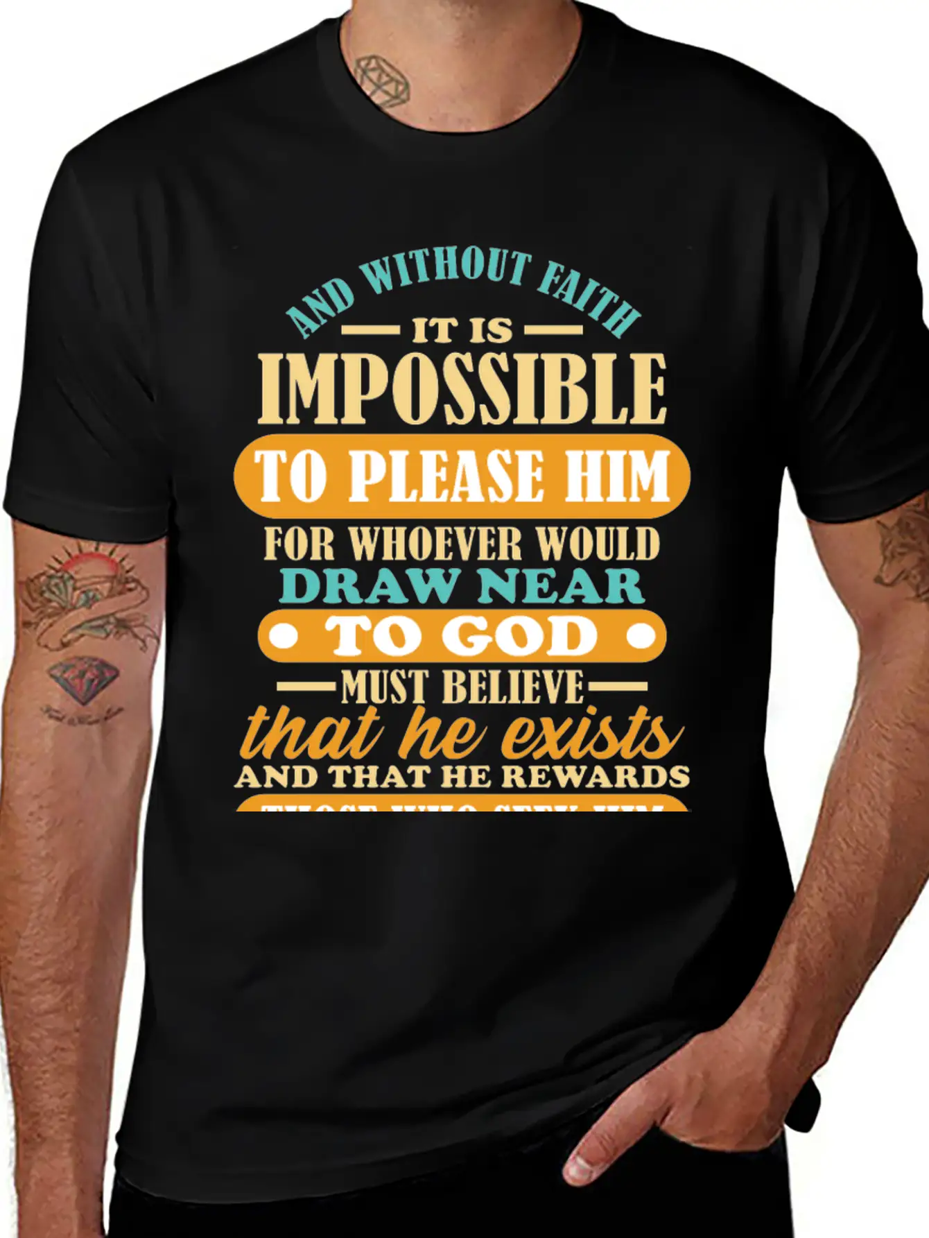 Bible Verse Hebrews 11:6 Breathable Soft Cotton T-Shirt – Timeless Casual Look