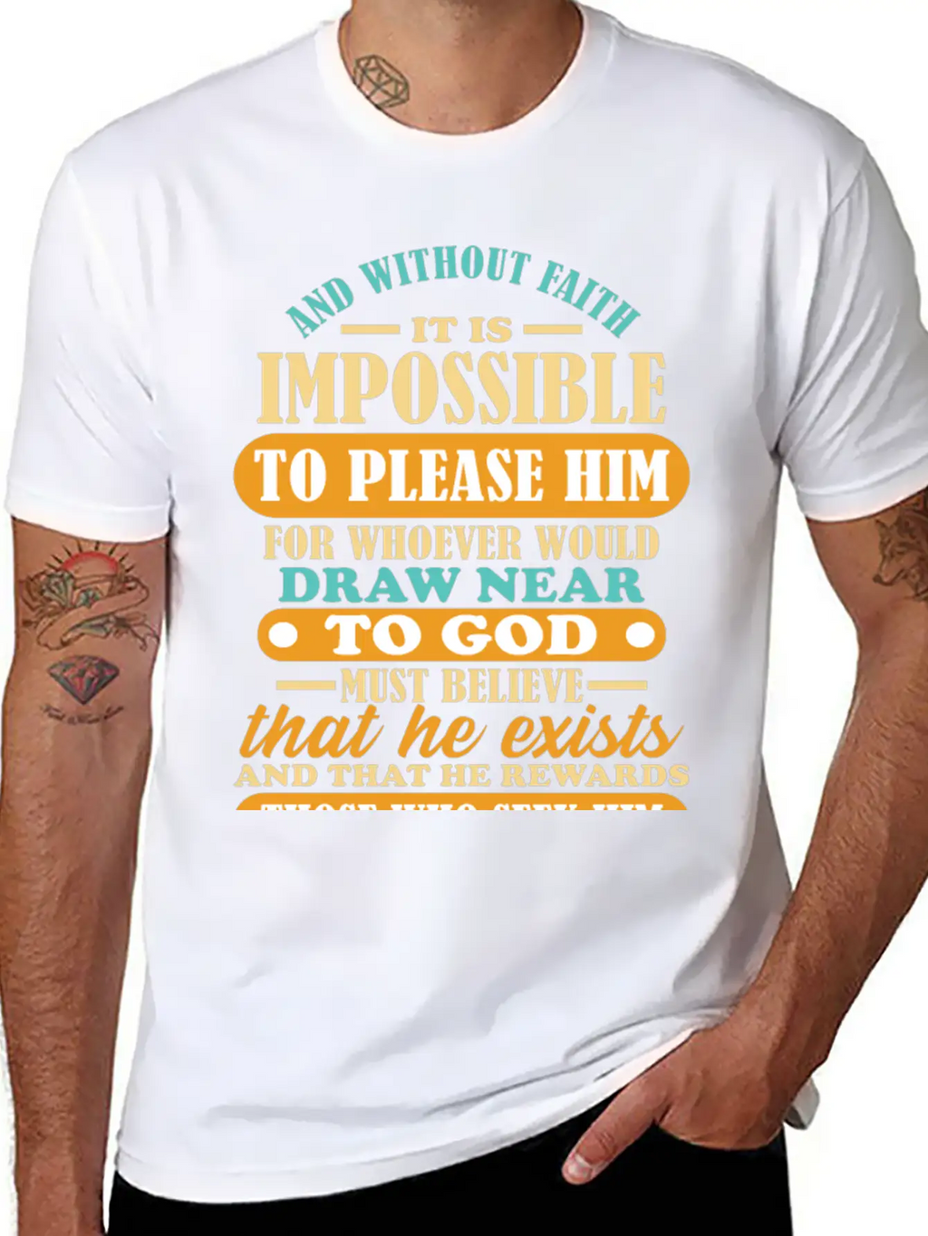 Bible Verse Hebrews 11:6 Breathable Soft Cotton T-Shirt – Timeless Casual Look