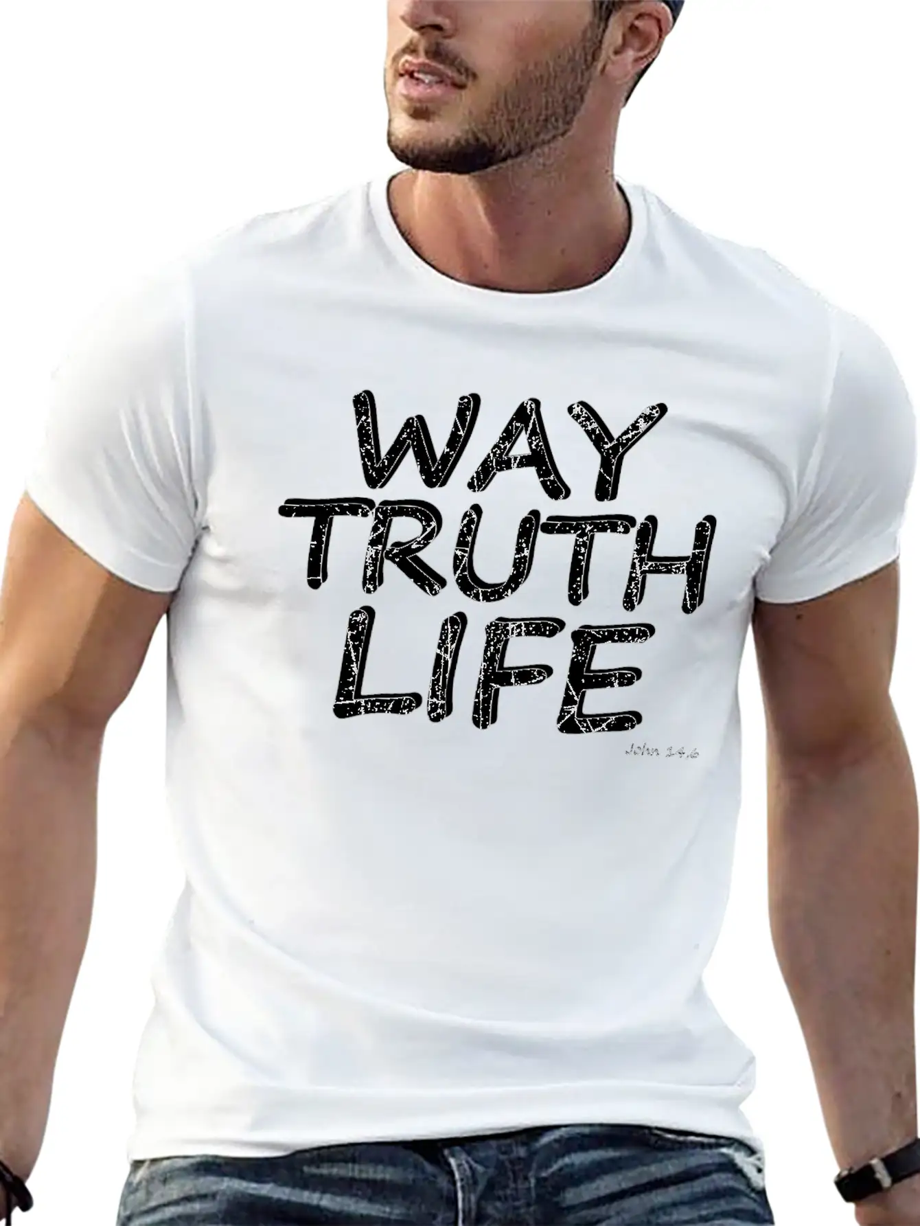 Bible Verse Way Truth Life Essential Cotton Tee For Daily Outfits – Unisex Style