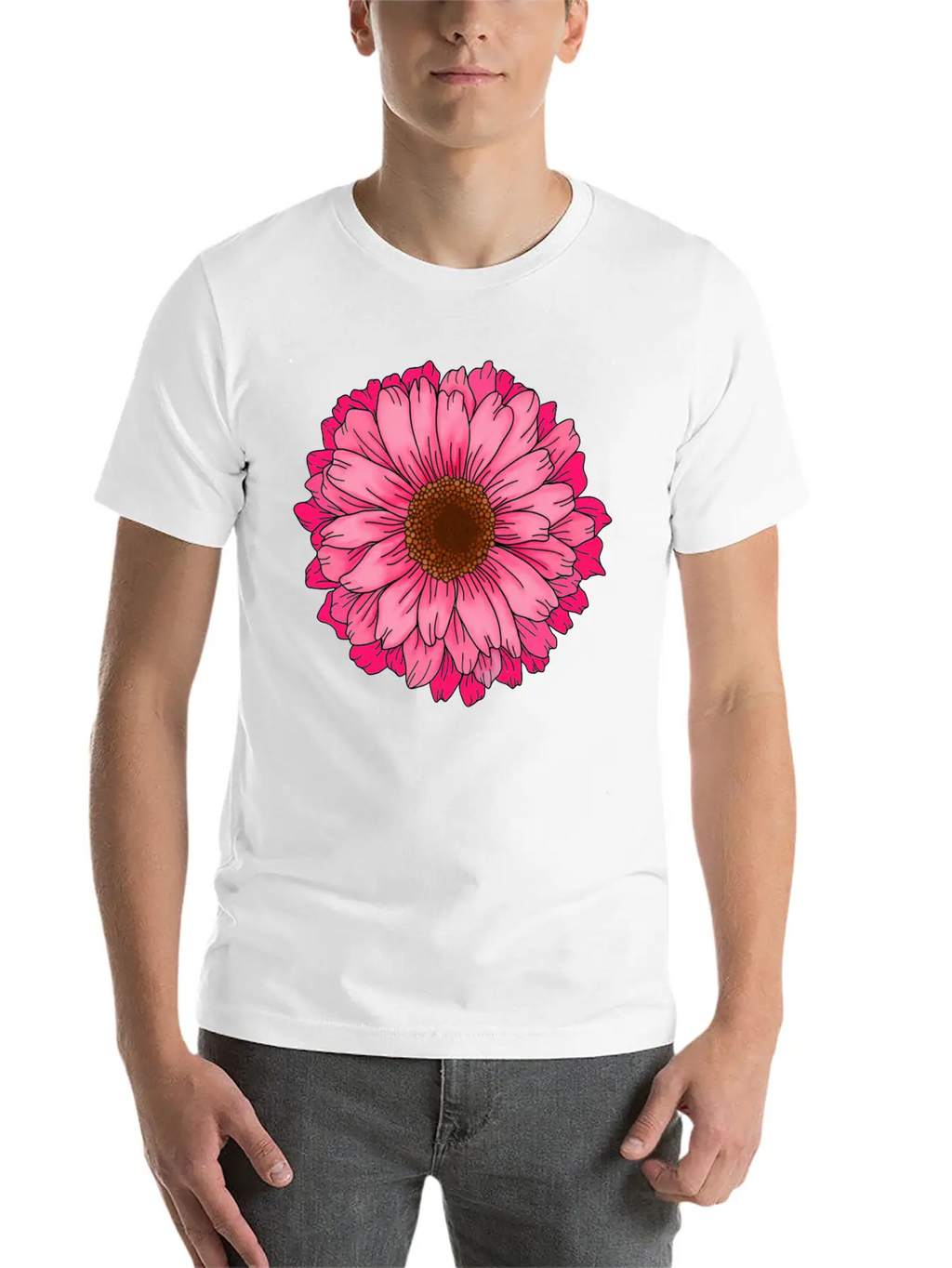 Big Pink Flower Unisex Casual T-Shirt – Clean Design For Daily Comfort