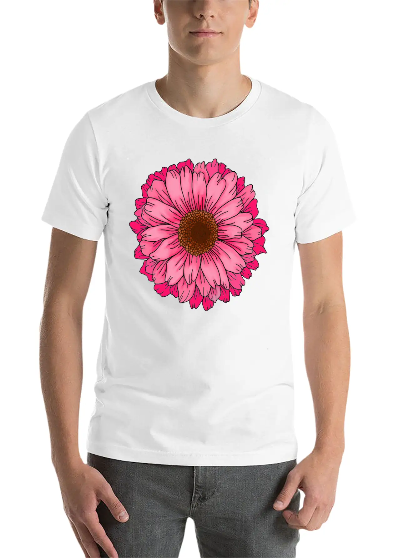 Big Pink Flower Unisex Casual T-Shirt – Clean Design For Daily Comfort
