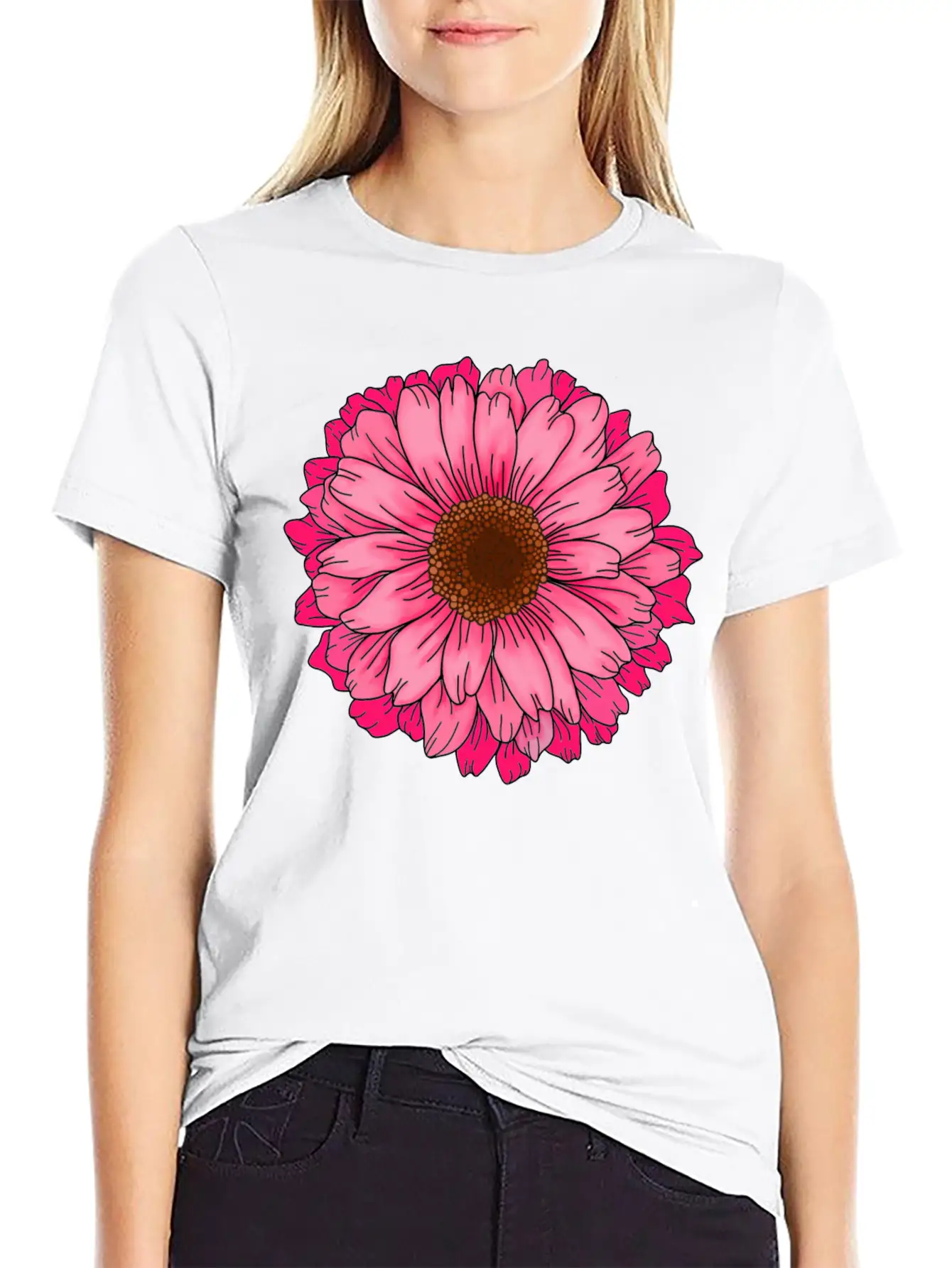 Big Pink Flower Unisex Casual T-Shirt – Clean Design For Daily Comfort