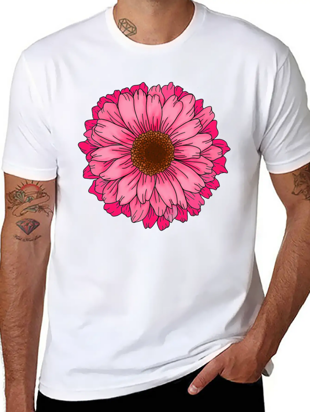 Big Pink Flower Unisex Casual T-Shirt – Clean Design For Daily Comfort