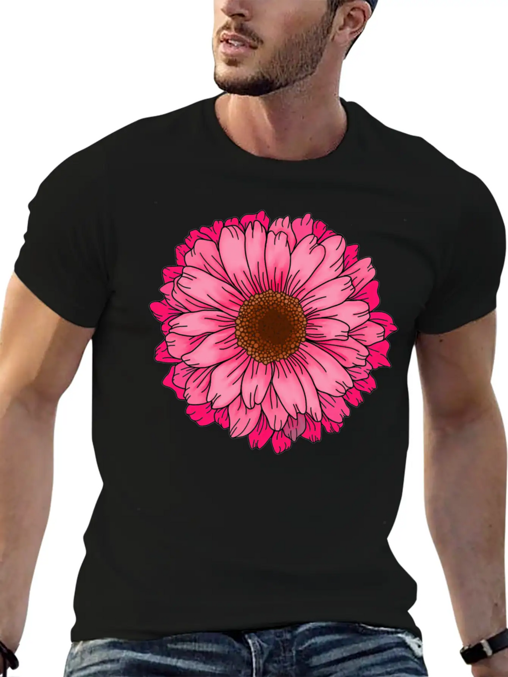 Big Pink Flower Unisex Casual T-Shirt – Clean Design For Daily Comfort