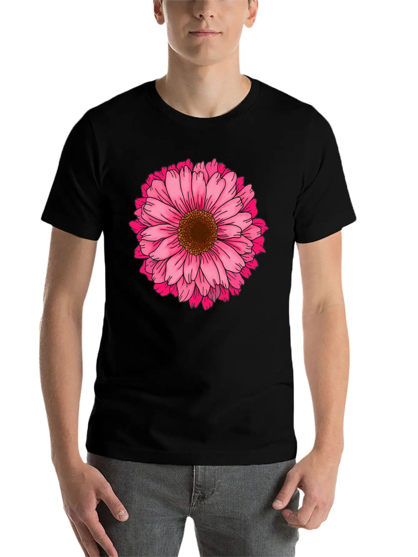Big Pink Flower Unisex Casual T-Shirt – Clean Design For Daily Comfort