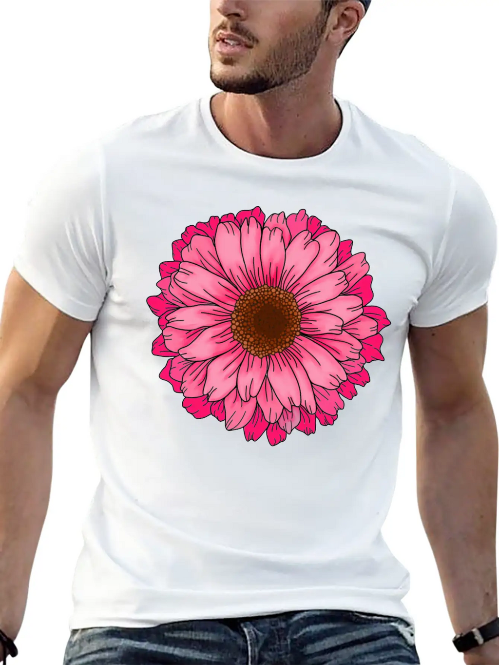 Big Pink Flower Unisex Casual T-Shirt – Clean Design For Daily Comfort