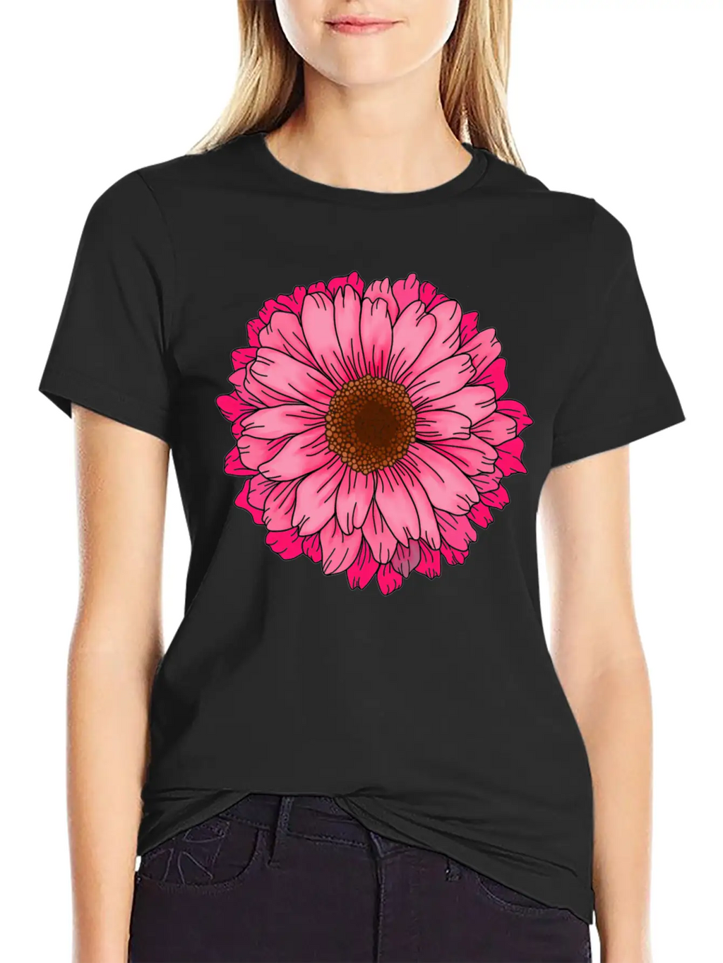 Big Pink Flower Unisex Casual T-Shirt – Clean Design For Daily Comfort