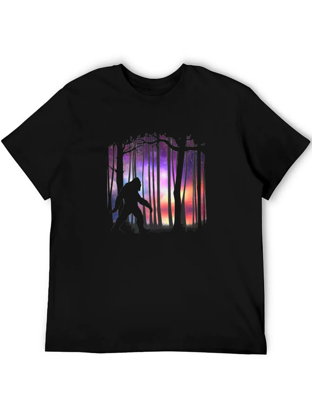 Bigfoot Northern Lights - Space Galaxy Aurora Unisex Casual T-Shirt – Clean Design For Daily Comfort