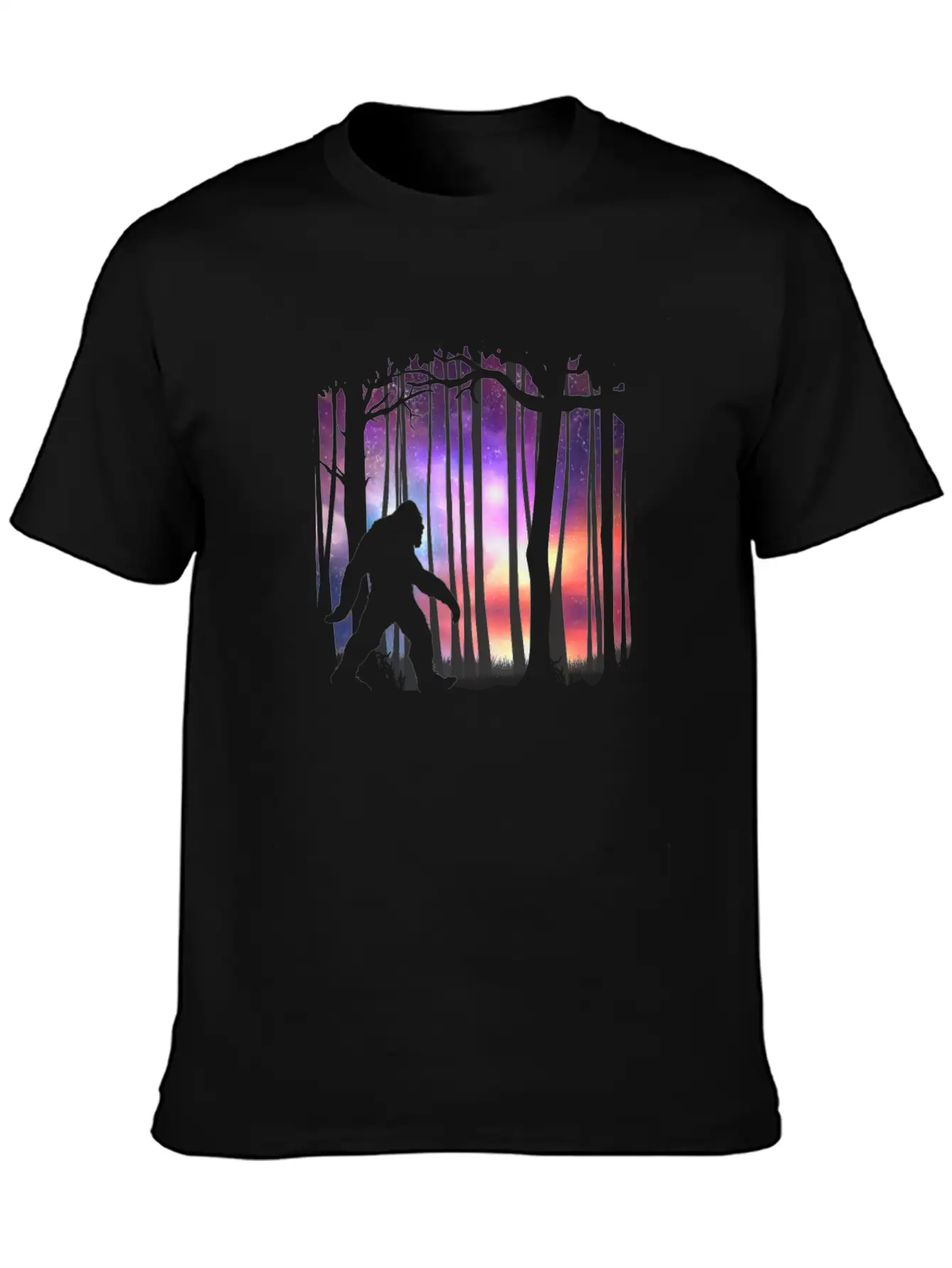 Bigfoot Northern Lights - Space Galaxy Aurora Unisex Casual T-Shirt – Clean Design For Daily Comfort
