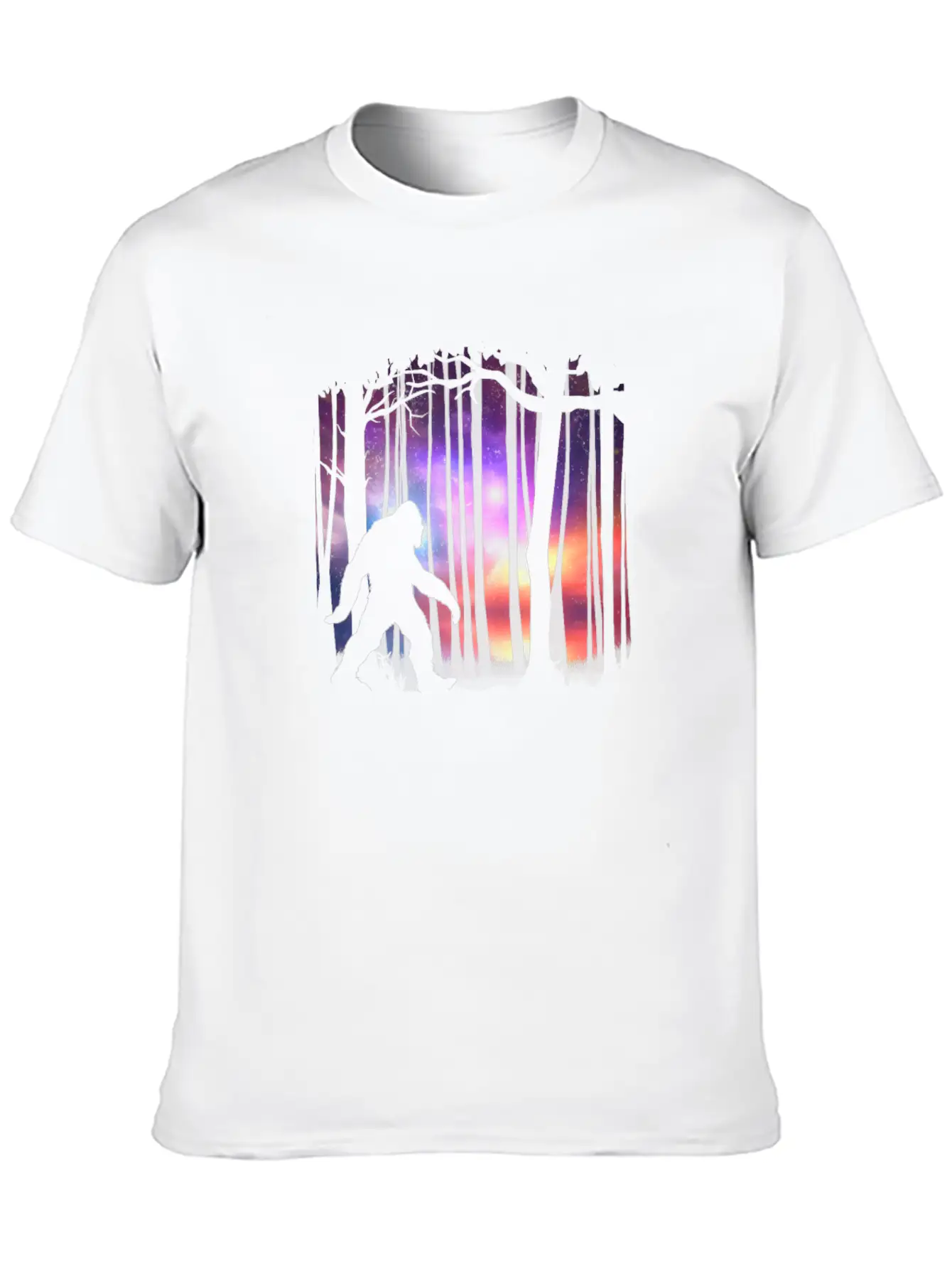 Bigfoot Northern Lights - Space Galaxy Aurora Unisex Casual T-Shirt – Clean Design For Daily Comfort