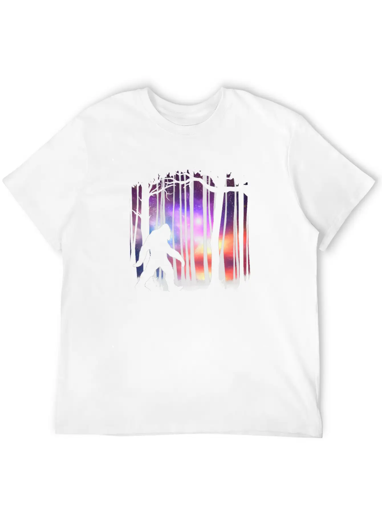 Bigfoot Northern Lights - Space Galaxy Aurora Unisex Casual T-Shirt – Clean Design For Daily Comfort