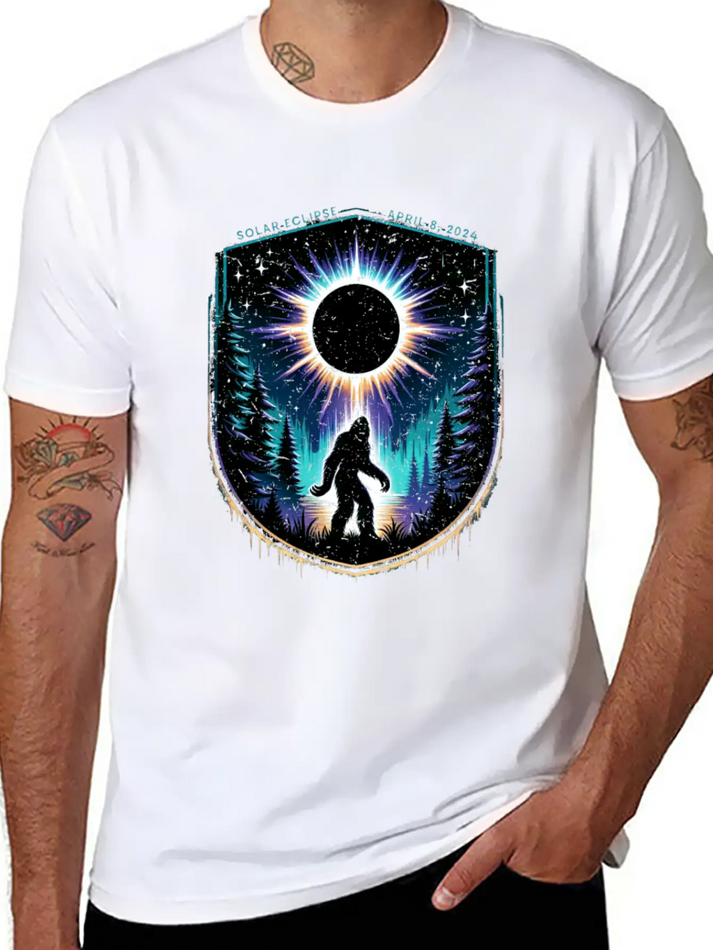 Bigfoot Total Solar Eclipse 2024 Unisex Casual T-Shirt – Clean Design For Daily Comfort