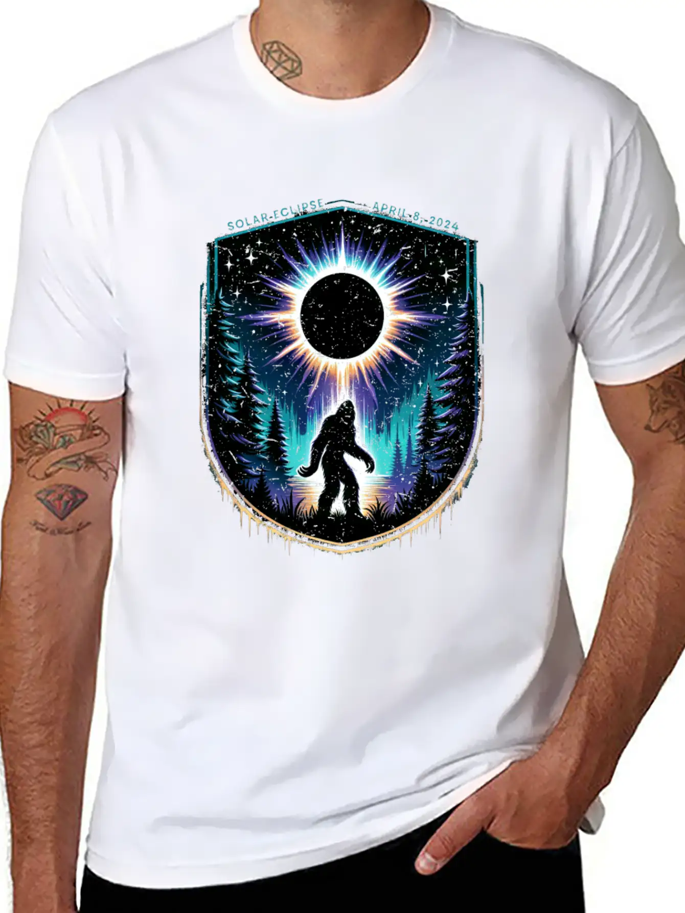 Bigfoot Total Solar Eclipse 2024 Unisex Casual T-Shirt – Clean Design For Daily Comfort