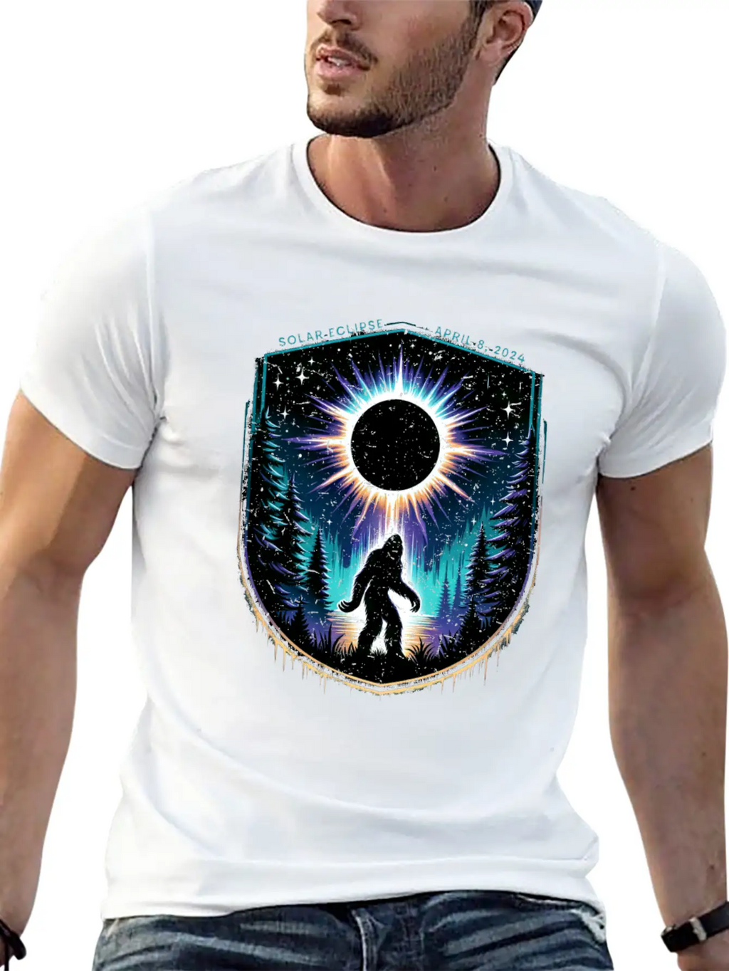 Bigfoot Total Solar Eclipse 2024 Unisex Casual T-Shirt – Clean Design For Daily Comfort