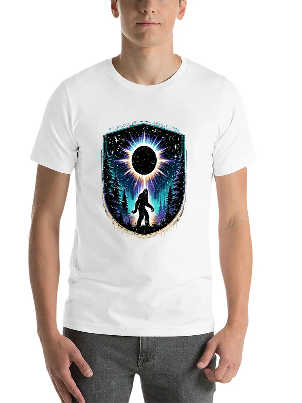 Bigfoot Total Solar Eclipse 2024 Unisex Casual T-Shirt – Clean Design For Daily Comfort