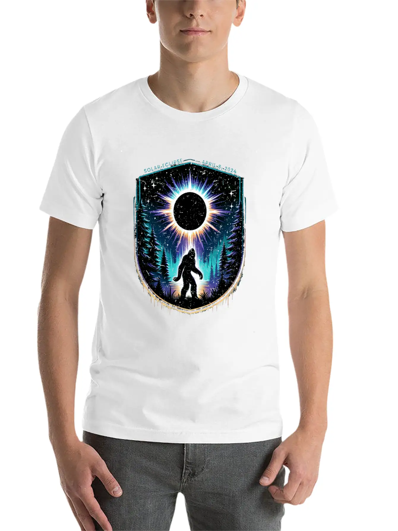 Bigfoot Total Solar Eclipse 2024 Unisex Casual T-Shirt – Clean Design For Daily Comfort