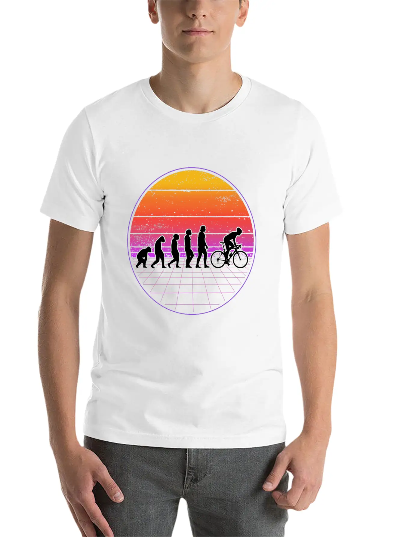 Bike Evolution Vaporwave Bmx Cyclist 80's Essential Cotton Tee For Daily Outfits – Unisex Style