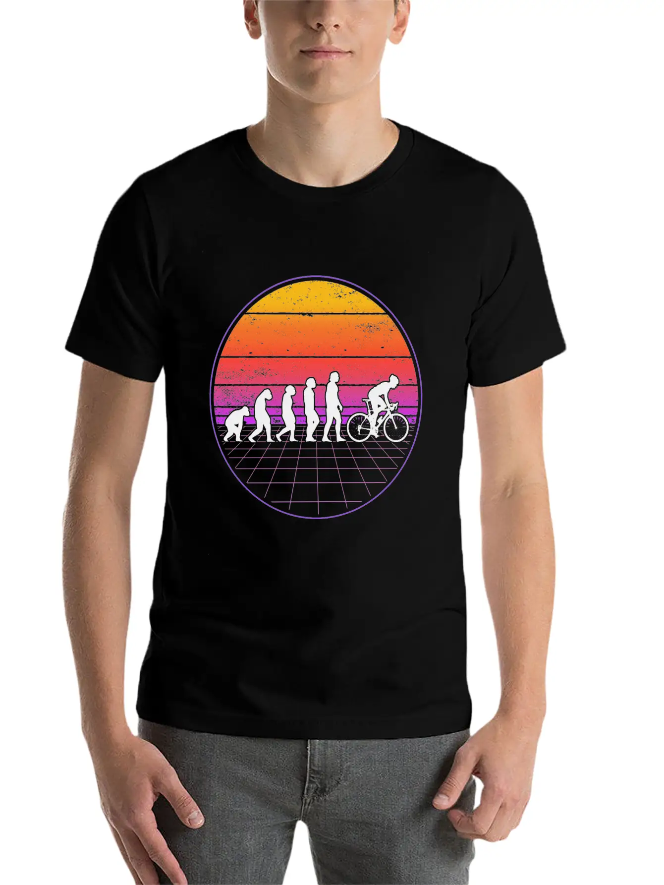 Bike Evolution Vaporwave Bmx Cyclist 80's Essential Cotton Tee For Daily Outfits – Unisex Style