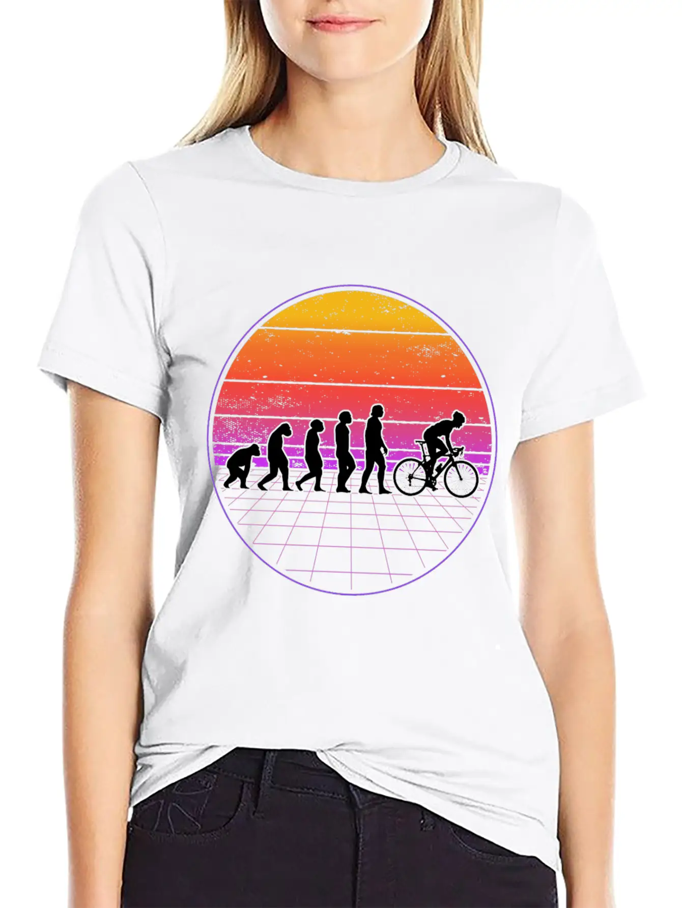 Bike Evolution Vaporwave Bmx Cyclist 80's Essential Cotton Tee For Daily Outfits – Unisex Style