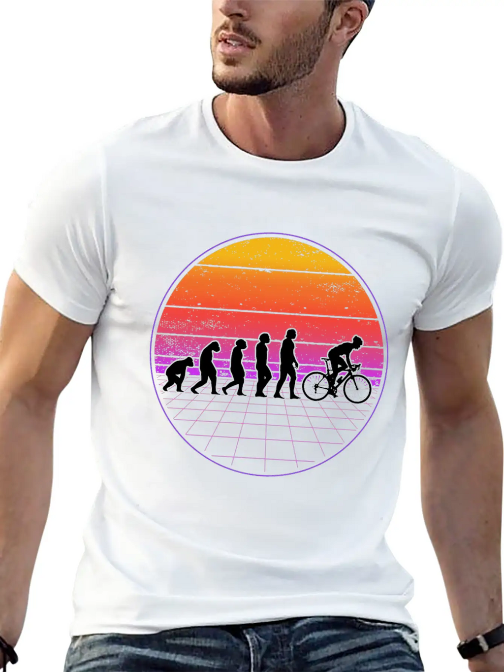 Bike Evolution Vaporwave Bmx Cyclist 80's Essential Cotton Tee For Daily Outfits – Unisex Style