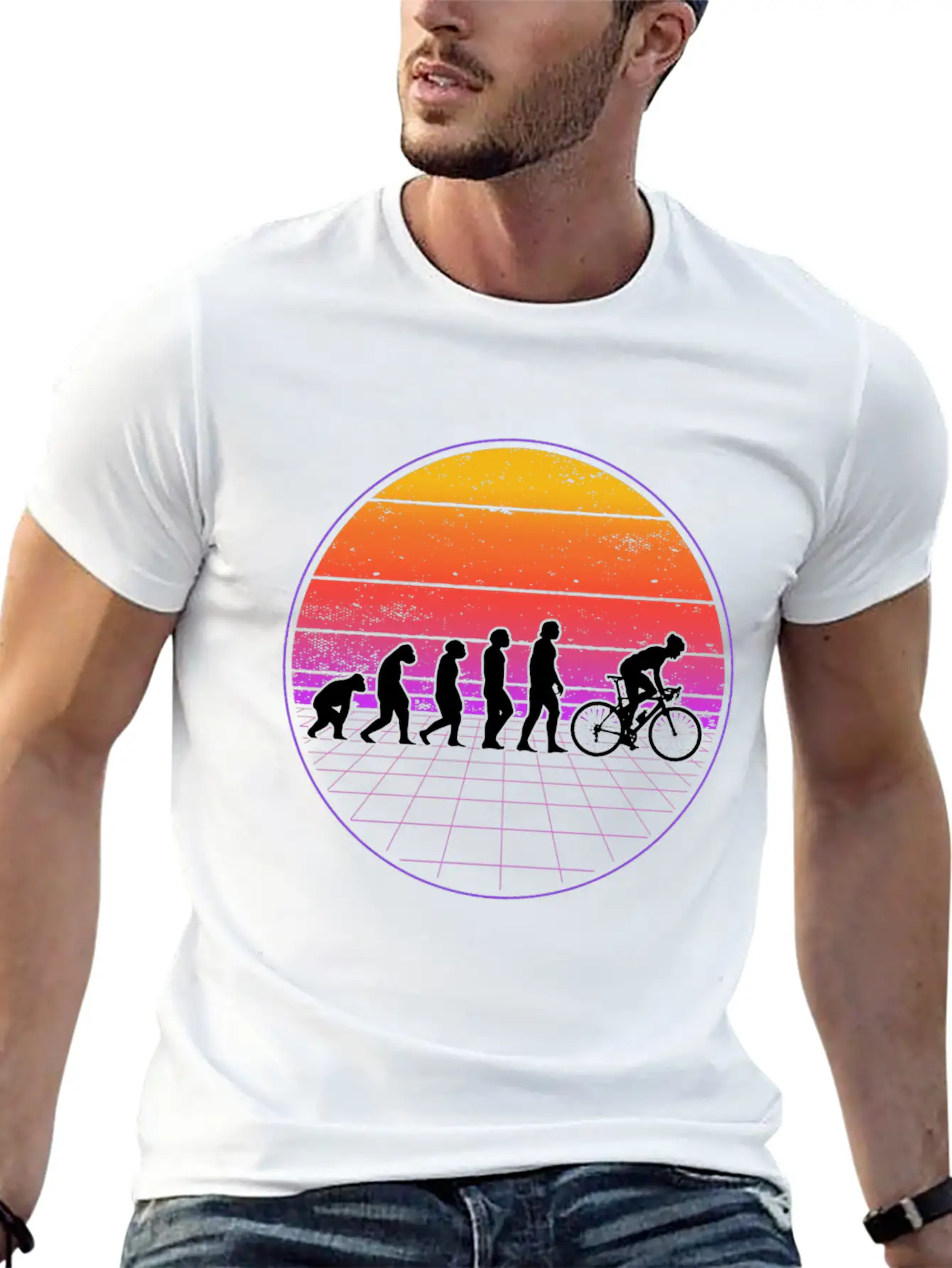 Bike Evolution Vaporwave Bmx Cyclist 80's Essential Cotton Tee For Daily Outfits – Unisex Style