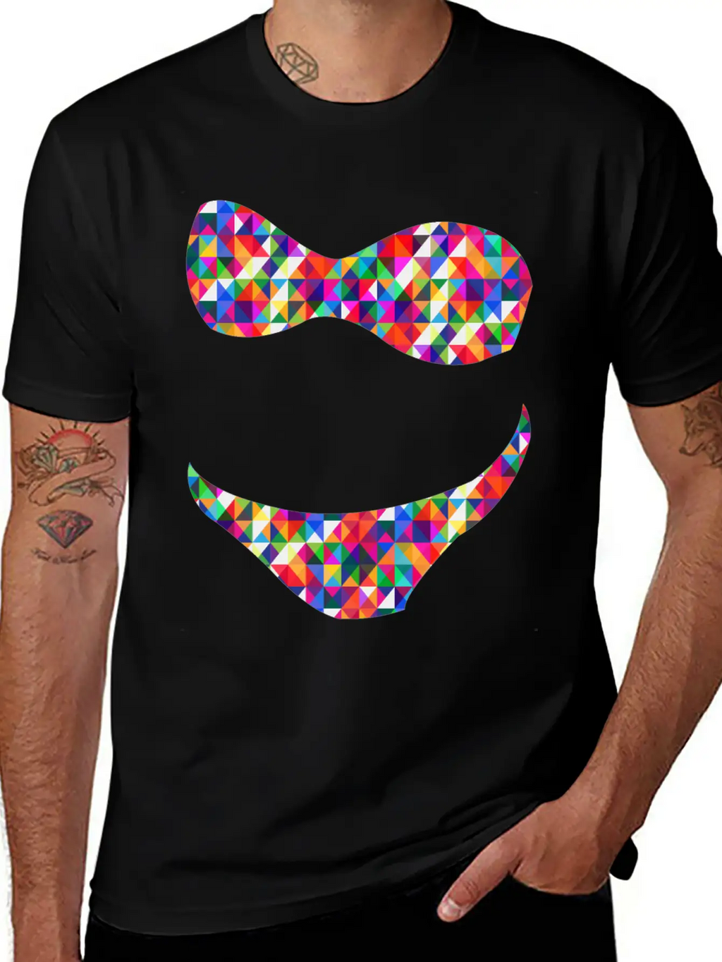 Bikini Mosaic Colorful Unisex Short Sleeve Soft Cotton T-Shirt – Casual Everyday Wear