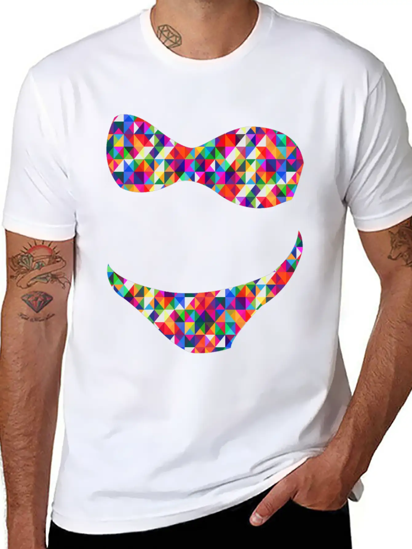 Bikini Mosaic Colorful Unisex Short Sleeve Soft Cotton T-Shirt – Casual Everyday Wear