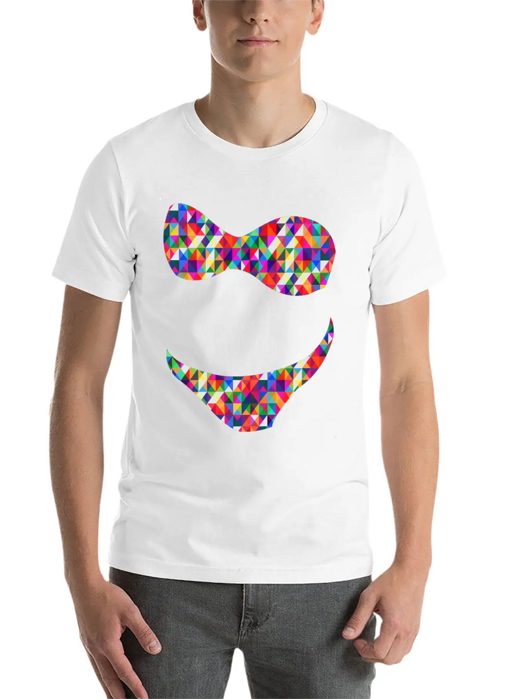 Bikini Mosaic Colorful Unisex Short Sleeve Soft Cotton T-Shirt – Casual Everyday Wear