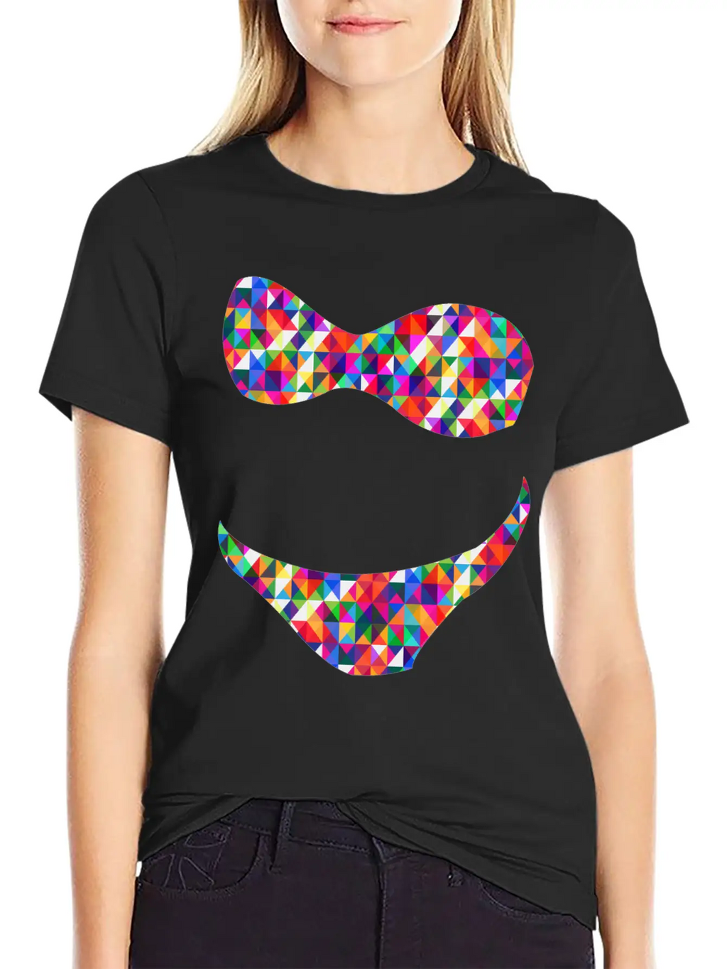 Bikini Mosaic Colorful Unisex Short Sleeve Soft Cotton T-Shirt – Casual Everyday Wear