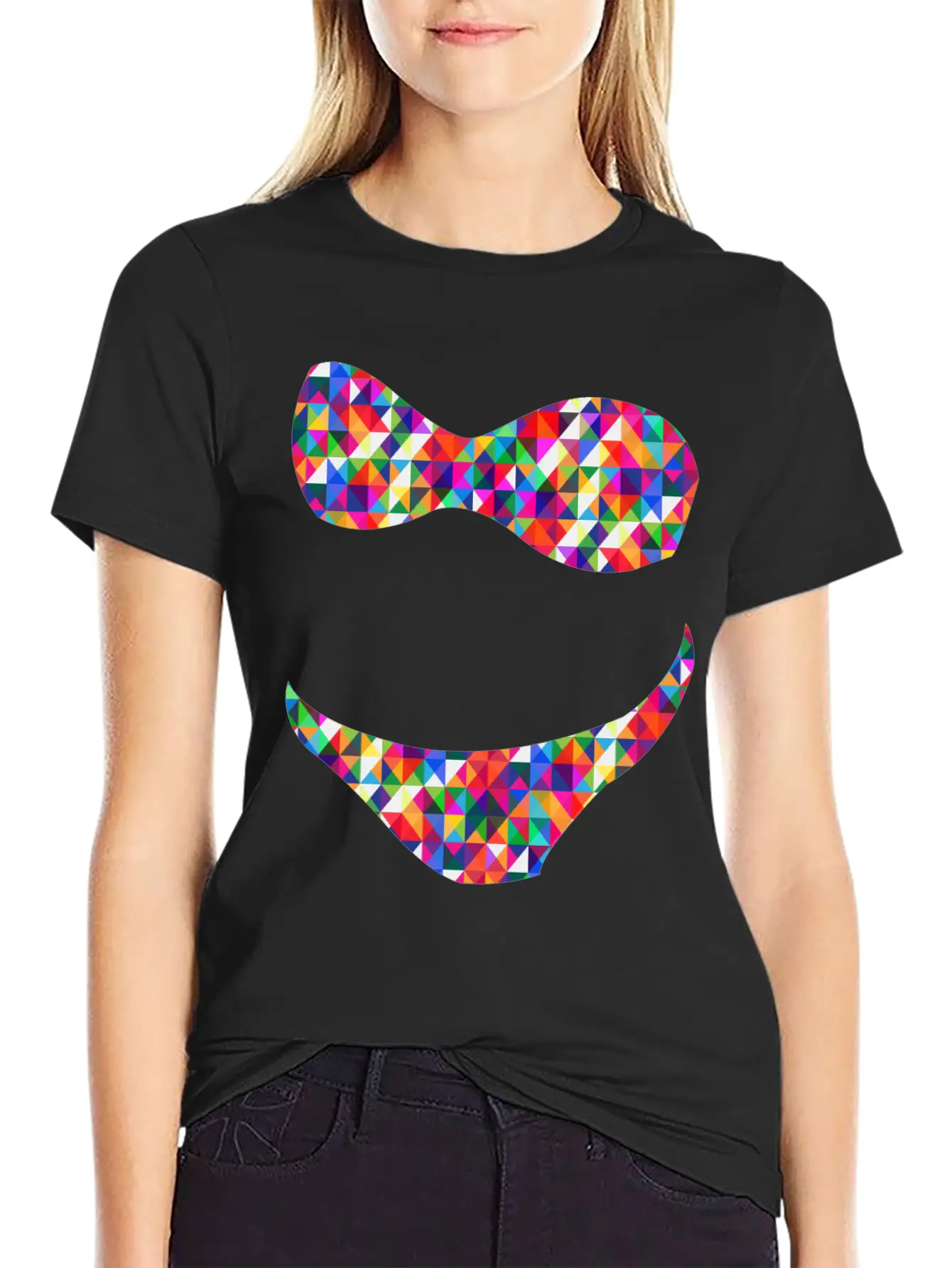 Bikini Mosaic Colorful Unisex Short Sleeve Soft Cotton T-Shirt – Casual Everyday Wear