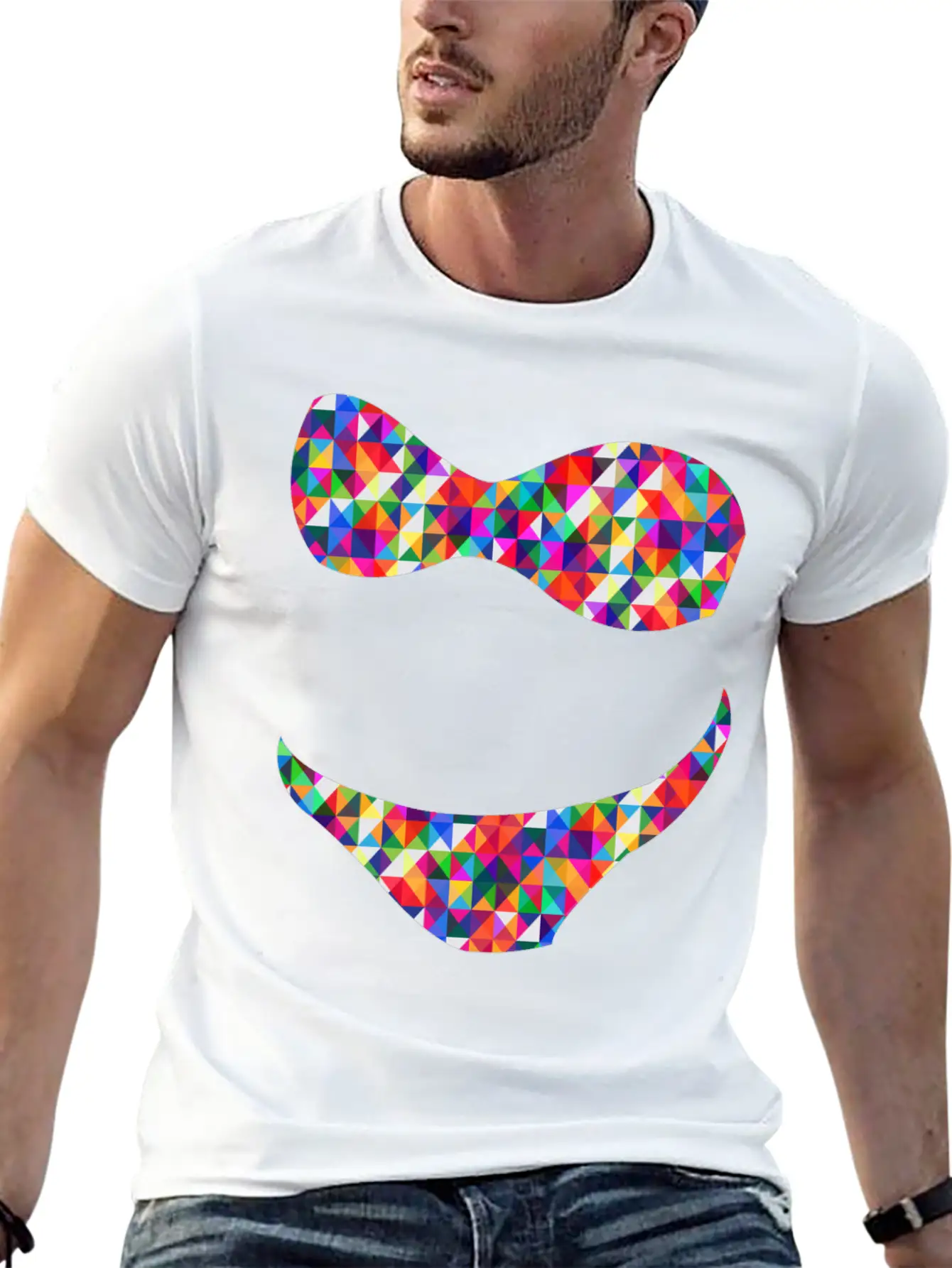 Bikini Mosaic Colorful Unisex Short Sleeve Soft Cotton T-Shirt – Casual Everyday Wear