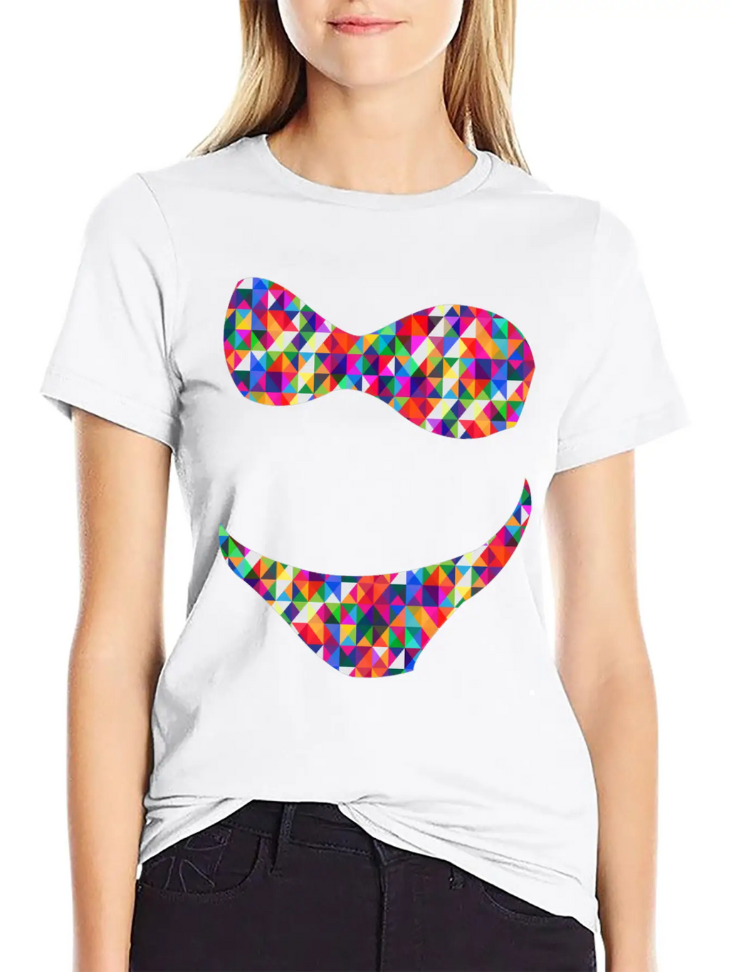 Bikini Mosaic Colorful Unisex Short Sleeve Soft Cotton T-Shirt – Casual Everyday Wear