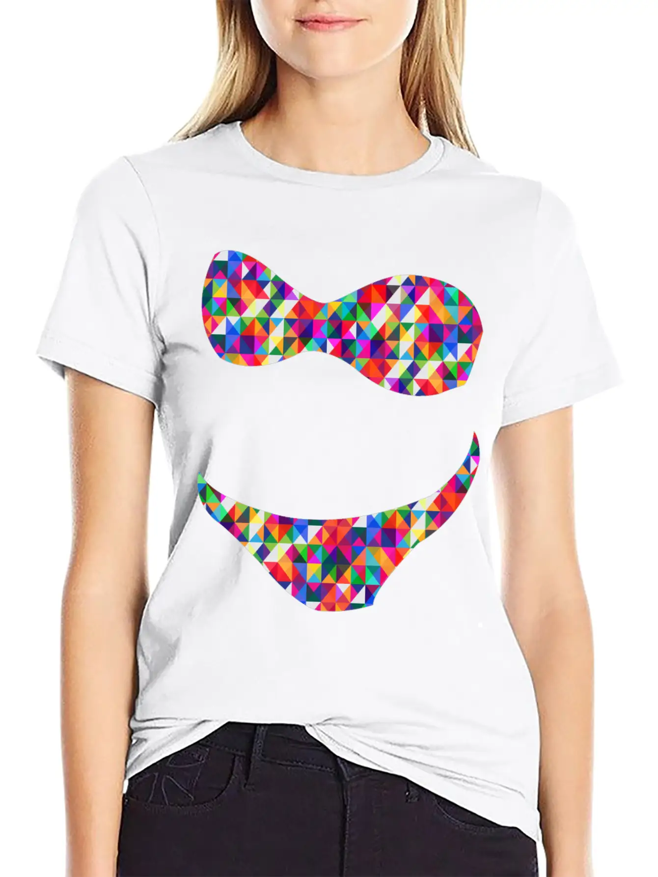 Bikini Mosaic Colorful Unisex Short Sleeve Soft Cotton T-Shirt – Casual Everyday Wear