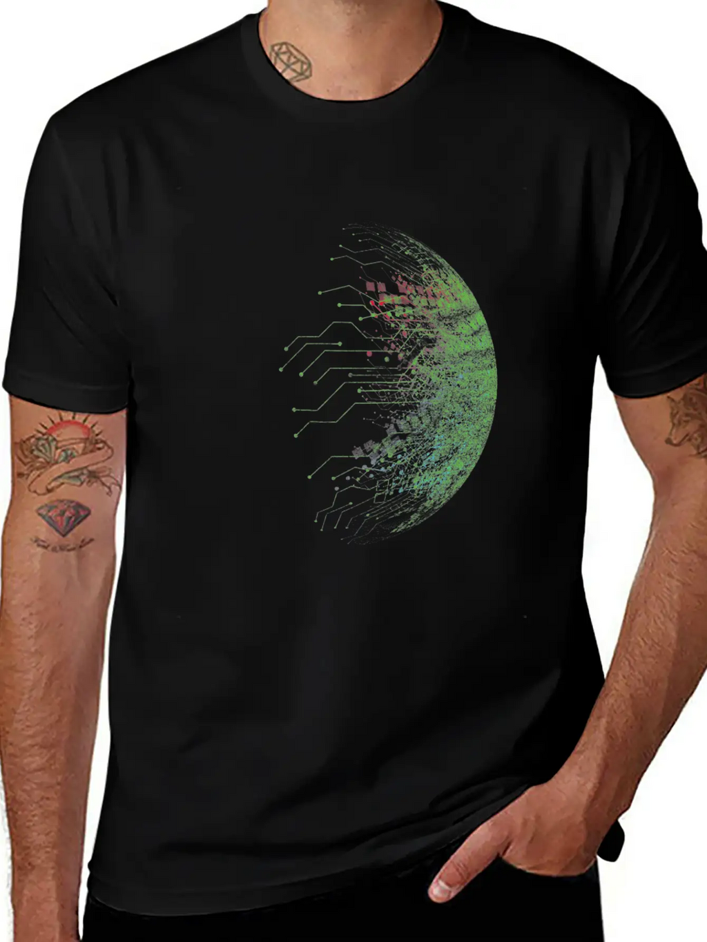 Binary Abstract Circuit Board Casual Graphic T-Shirt – Simple And Comfortable Daily Wear