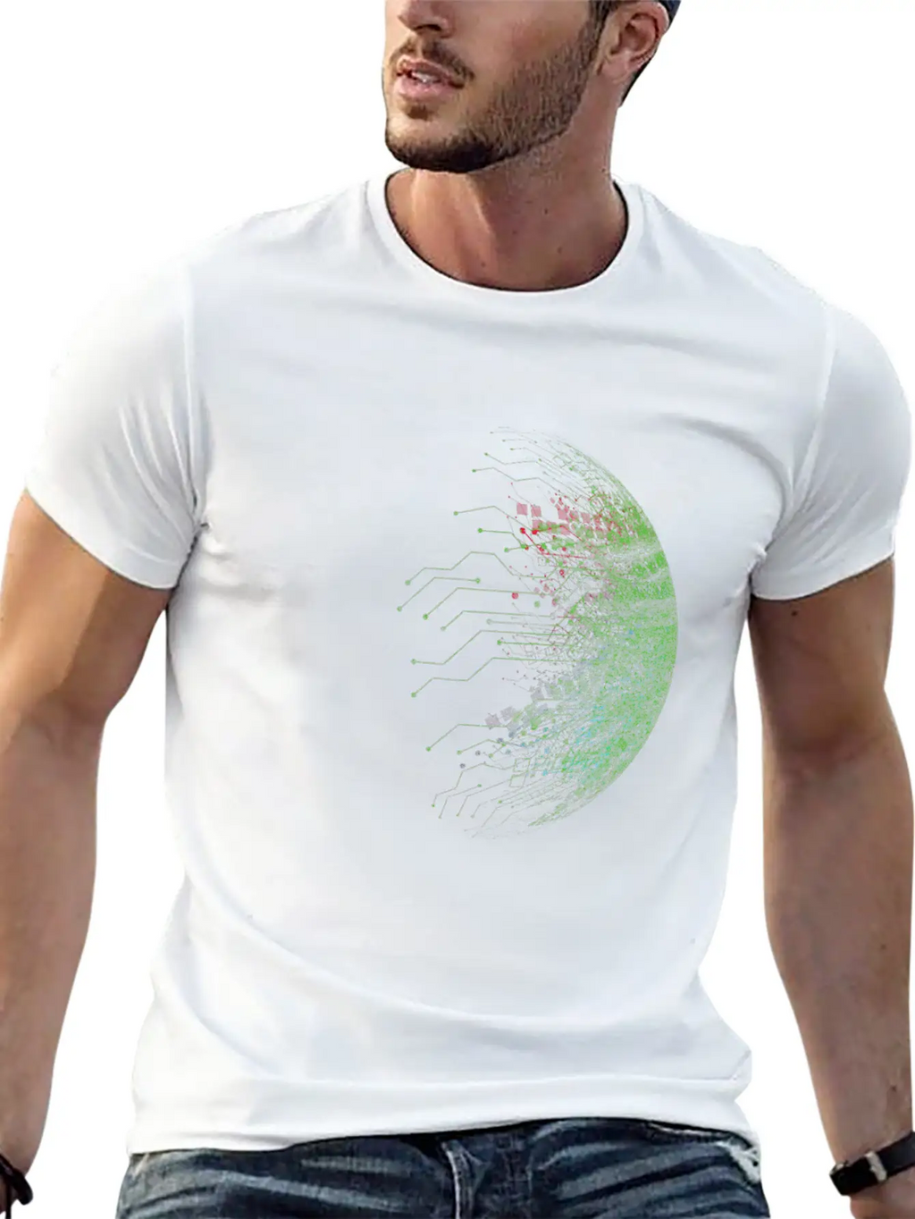 Binary Abstract Circuit Board Casual Graphic T-Shirt – Simple And Comfortable Daily Wear