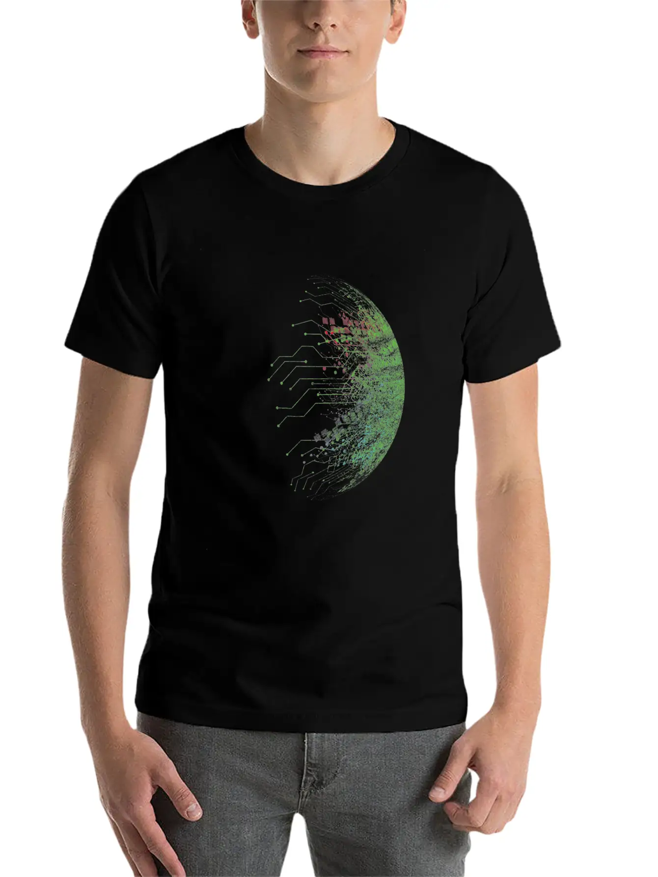 Binary Abstract Circuit Board Casual Graphic T-Shirt – Simple And Comfortable Daily Wear