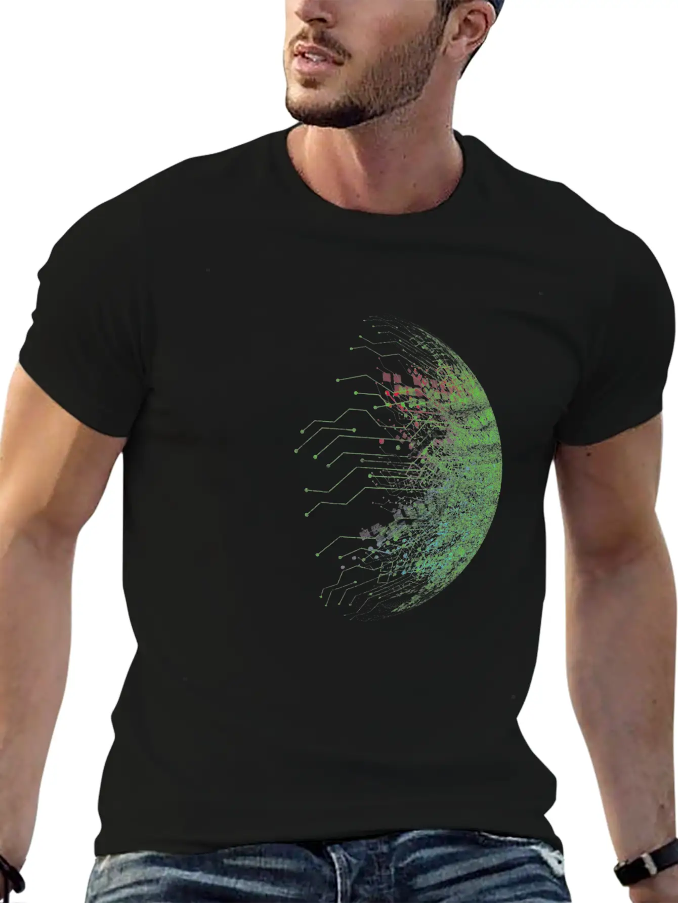 Binary Abstract Circuit Board Casual Graphic T-Shirt – Simple And Comfortable Daily Wear