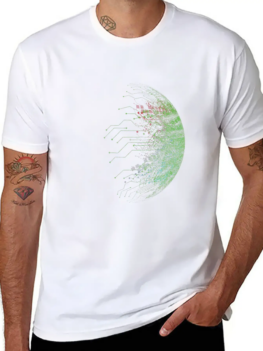 Binary Abstract Circuit Board Casual Graphic T-Shirt – Simple And Comfortable Daily Wear