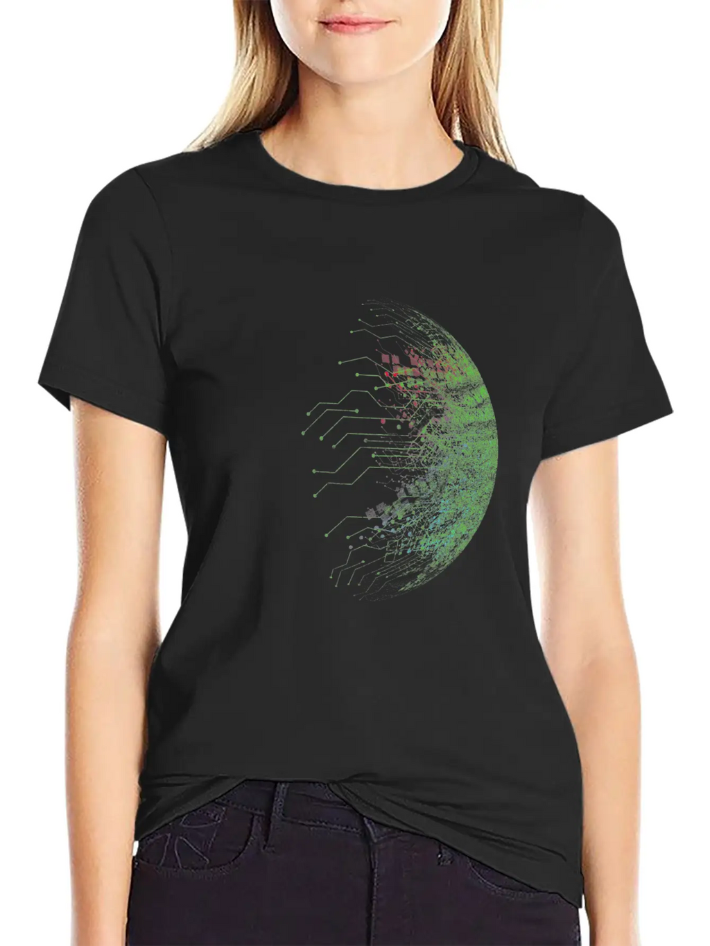 Binary Abstract Circuit Board Casual Graphic T-Shirt – Simple And Comfortable Daily Wear