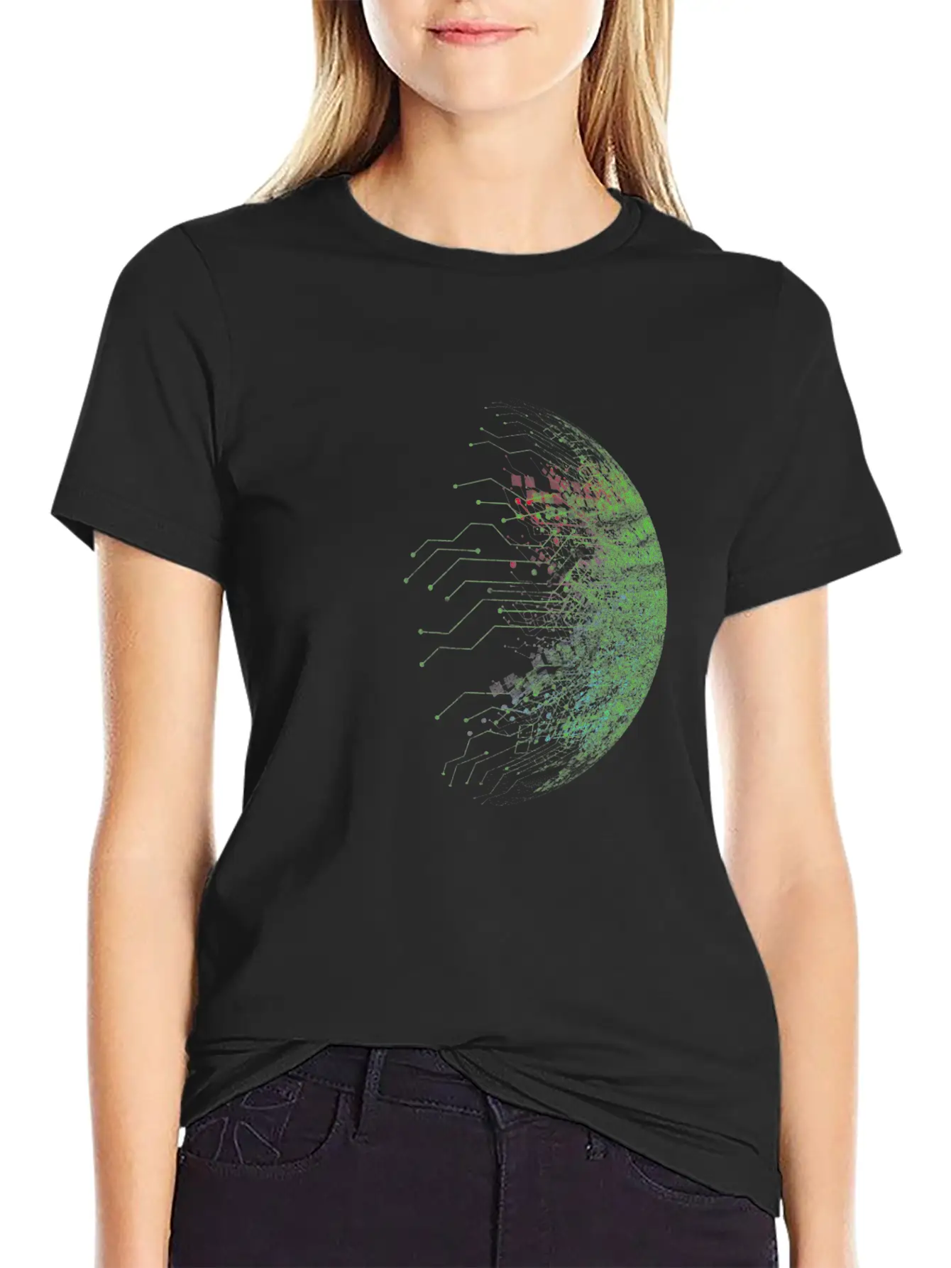Binary Abstract Circuit Board Casual Graphic T-Shirt – Simple And Comfortable Daily Wear