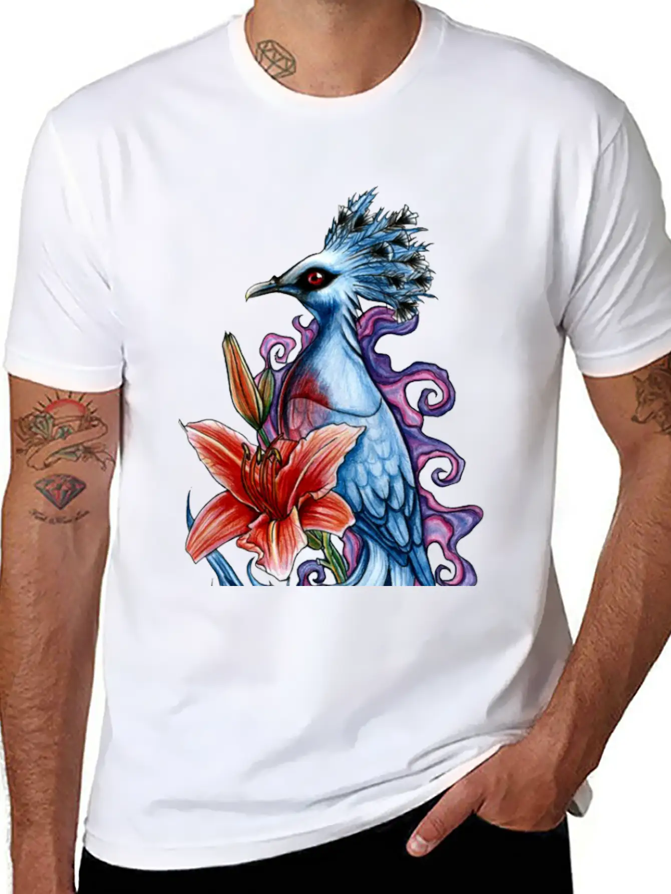 Bird And Flowers Casual Graphic T-Shirt – Simple And Comfortable Daily Wear