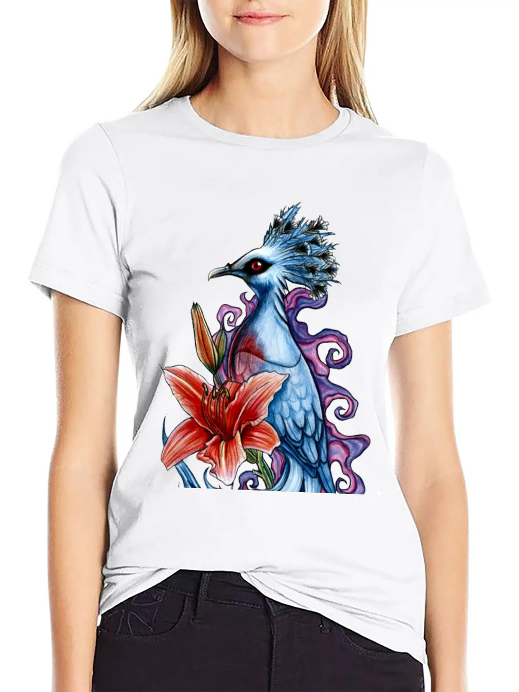 Bird And Flowers Casual Graphic T-Shirt – Simple And Comfortable Daily Wear