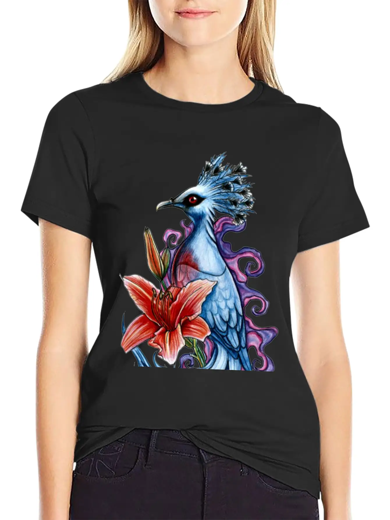 Bird And Flowers Casual Graphic T-Shirt – Simple And Comfortable Daily Wear