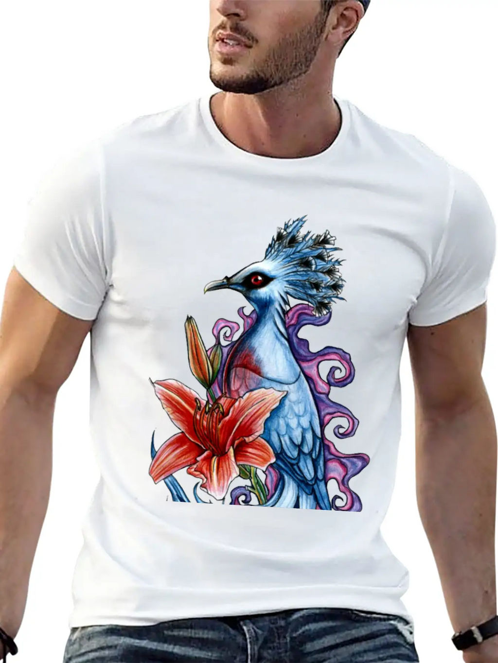 Bird And Flowers Casual Graphic T-Shirt – Simple And Comfortable Daily Wear