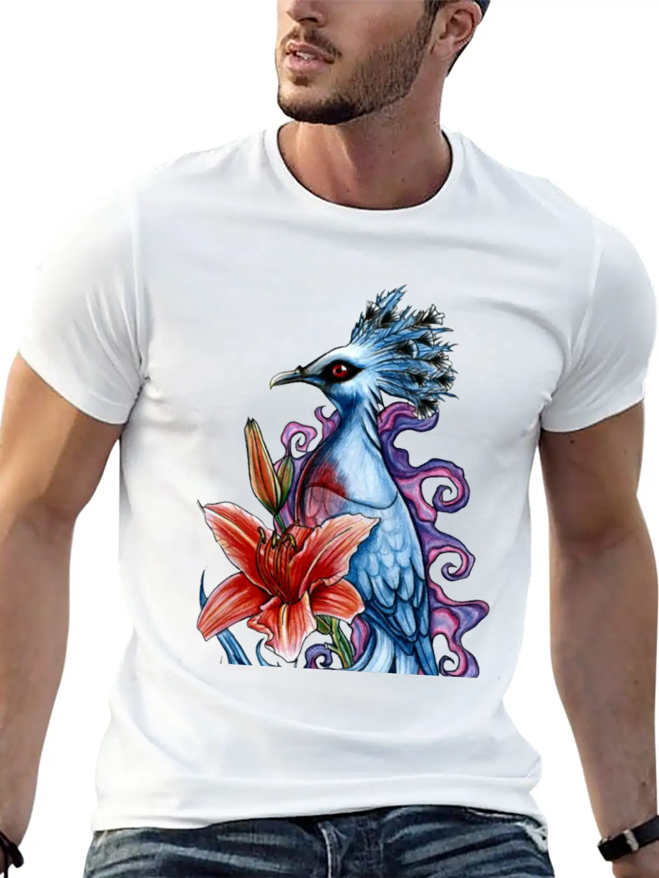 Bird And Flowers Casual Graphic T-Shirt – Simple And Comfortable Daily Wear